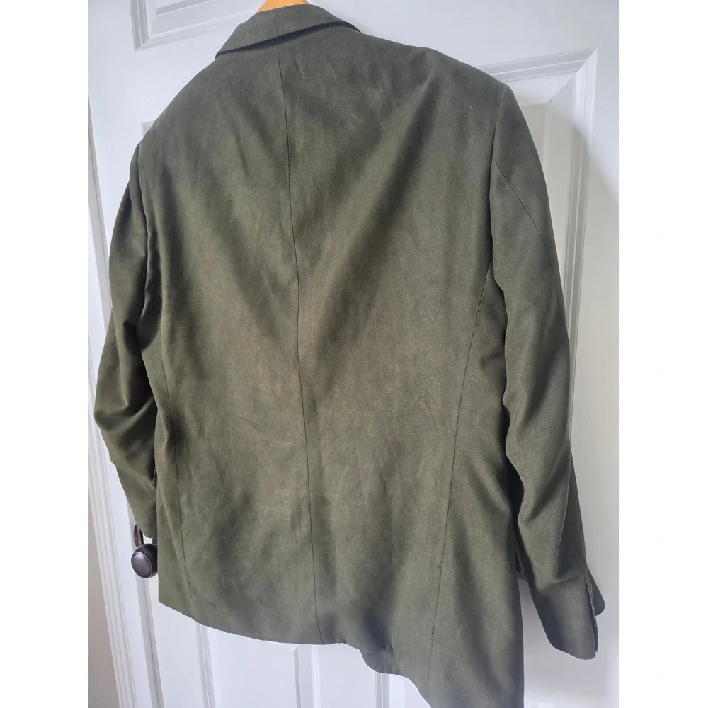 Mens Olive Green Faux Suede 3-Button Blazer Sport Coat 41R Derby Fall Preppy
